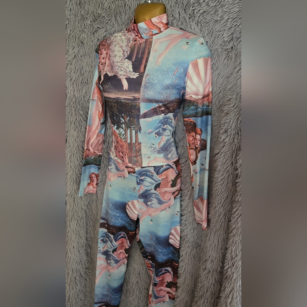 Art Print Long Sleeve Jumpsuit - Picture 3 of 9